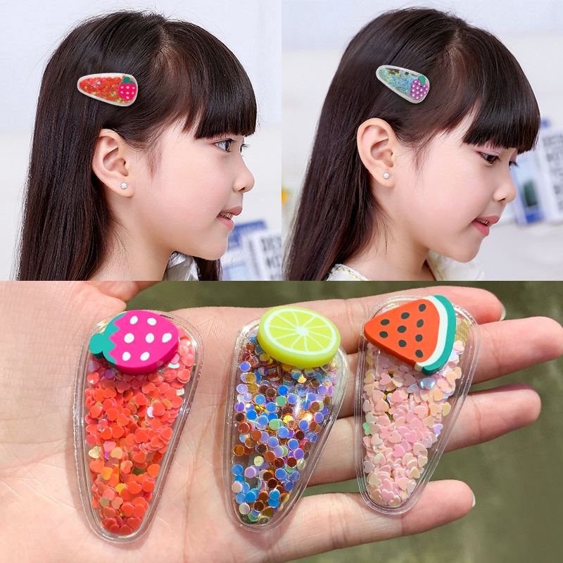 Baby Girls Fruit Quicksand Bb Clip Hair Clips Baby Girls Hair Clips Transparent Shopee Malaysia