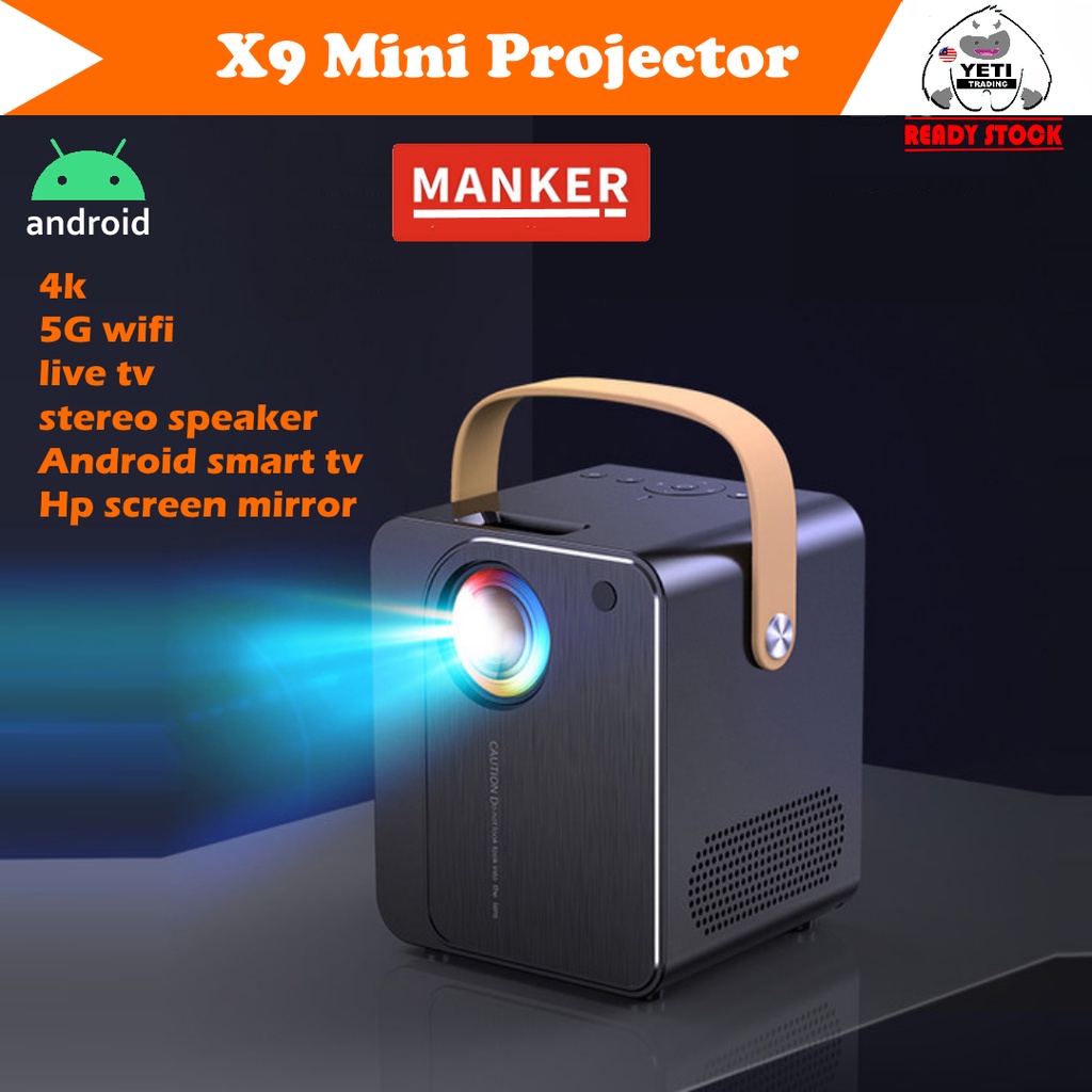 Maker X9 Android Smart Projector Mini 5000 Lumens HD WiFi LED Projectors for Home Theater 投影仪