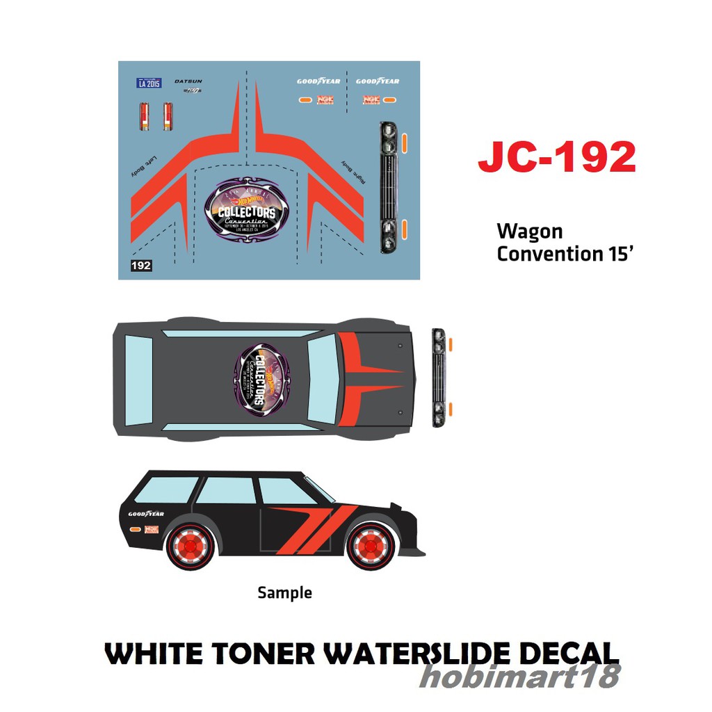 JC-9192 White Toner Waterslide Decal> WAGON CONVENTION >Custom 1:64 Hot Wheels 