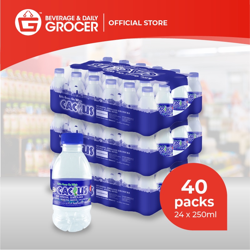 Cactus Mineral Water- Shrink Wrap 24 x 250ML (960 Bottles) 40 Packs ...