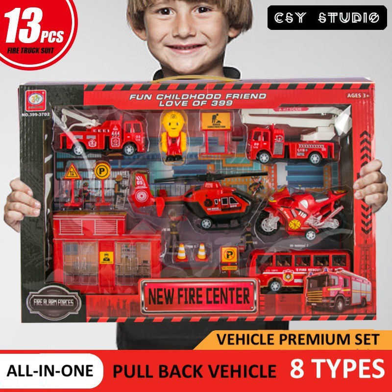 Car Toys Pull Back Vehicle Set Construction Truck Police Fire Truck Helicopter Aeroplane