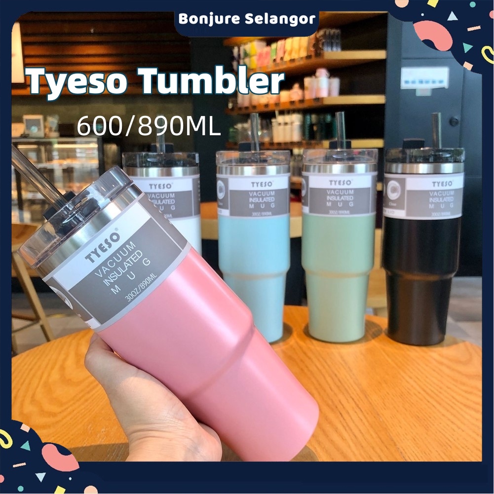 Tyeso Tumbler Thermos Cup with Straw Water Cup 304 Stainless Steel ...