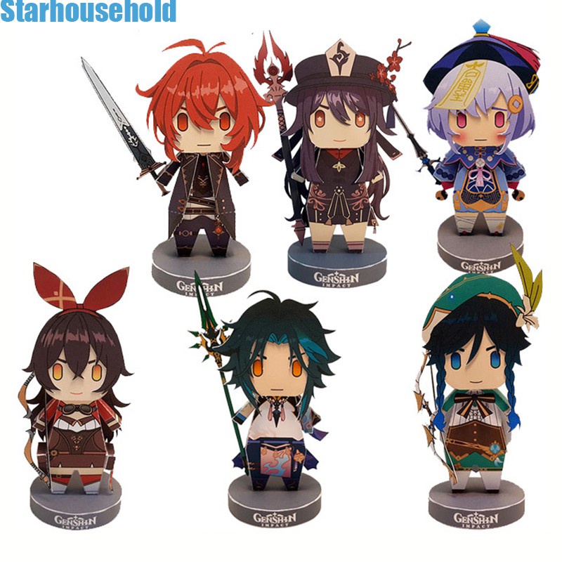 【hot Stock】genshin Impact Figures Papercraft Paper Figure Genshin Impact Hutao Xiao Diluc Venti