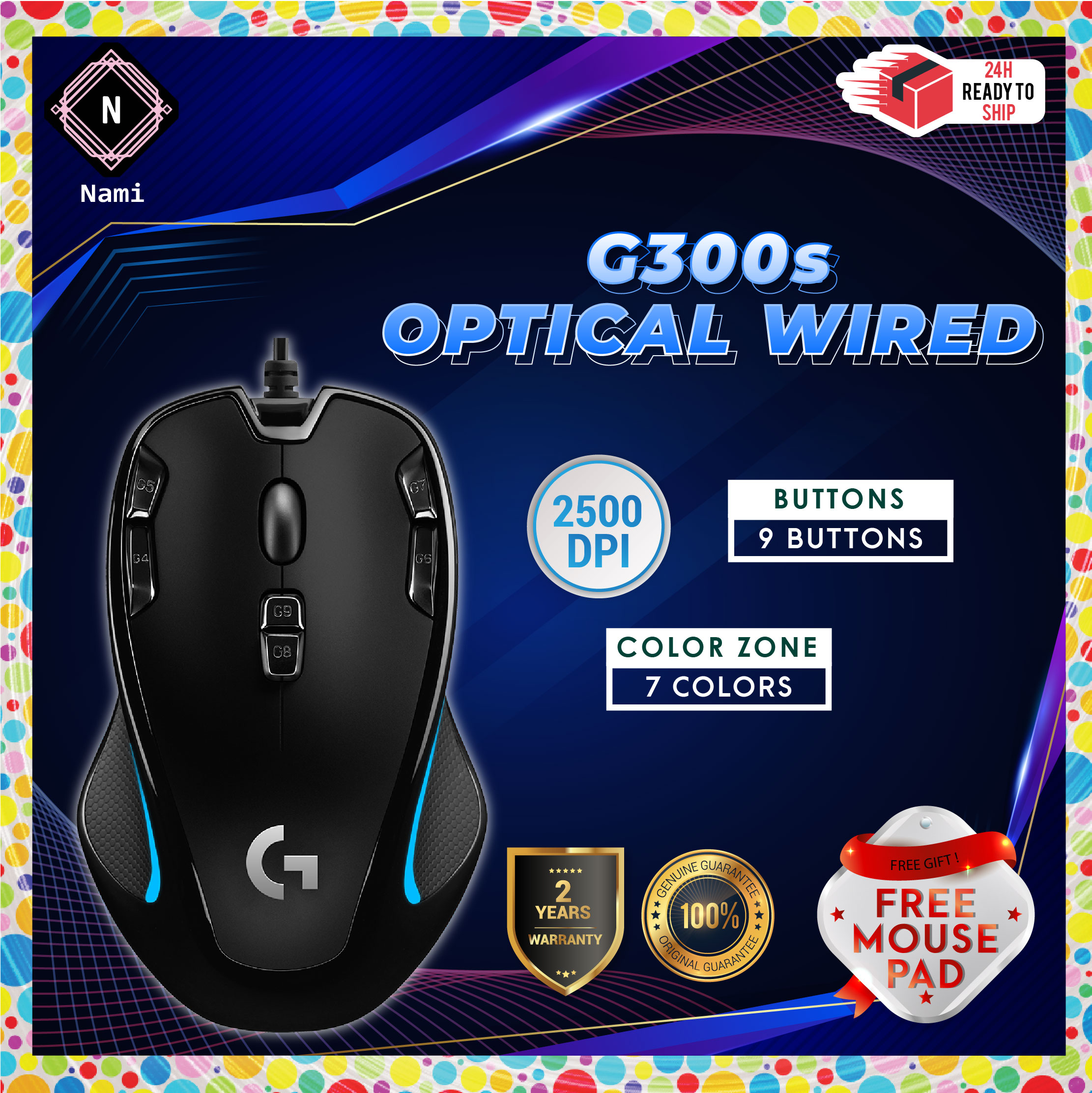 Logitech G300s Wired Gaming Mouse 2500 Dpi Usb Orignal Carton Box Packing Shopee Malaysia