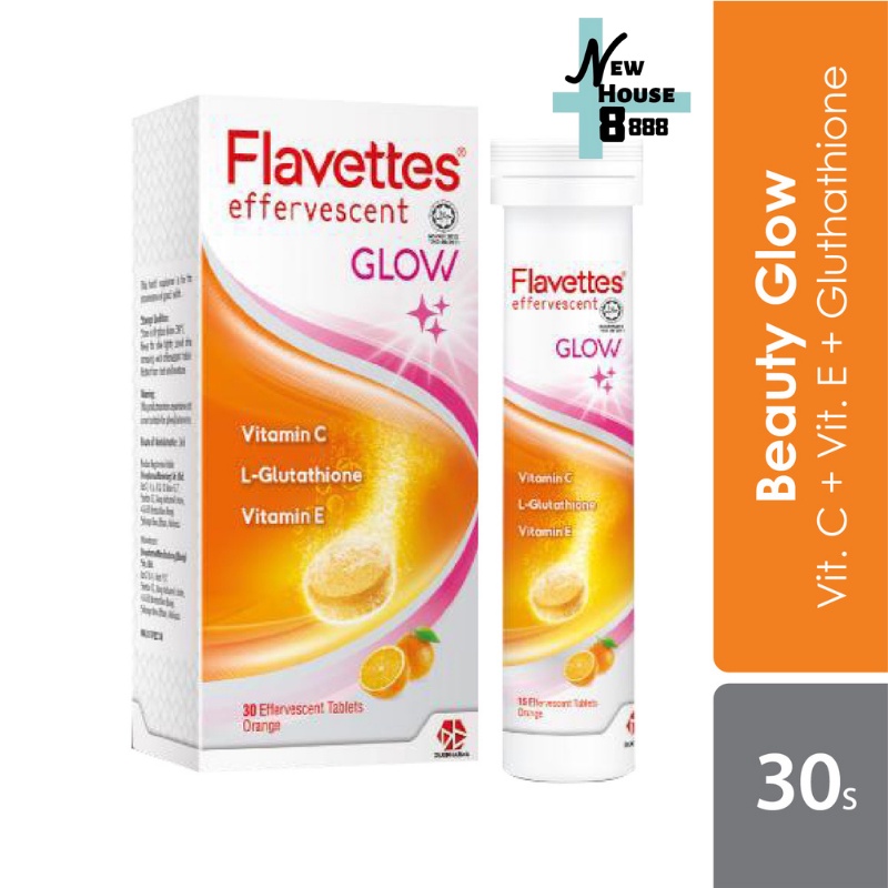 Flavettes Effervescent Glow Vitamin C 1000mg For Hair And Skin Health Orange 30 Tablets