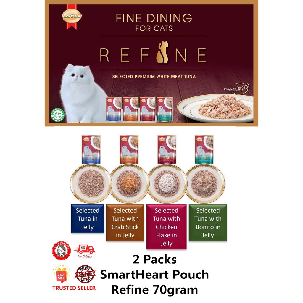 SmartHeart Pouch Refine Adult Wet Cat Food Feed 70gram Available Flavor