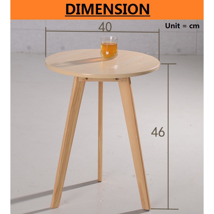 Solid Wood 3 Legs Side Table Coffee, Round Particle Board Table With 3 Legs