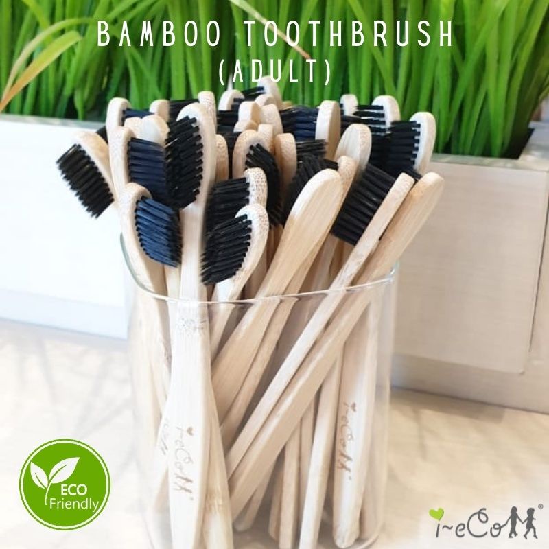 ieCo Natural Bamboo Toothbrush (Adult & Kid) | Soft Bristles | Eco-Friendly | Berus Gigi Pemegang Buluh