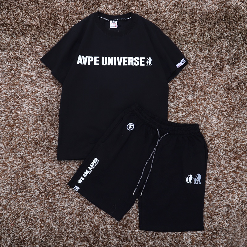 AAPE Arrival Printing O-Neck New Cotton Shorts T-shirt Loose Black Camouflage Men Women Pants Suit APE Coat Short Sleeve