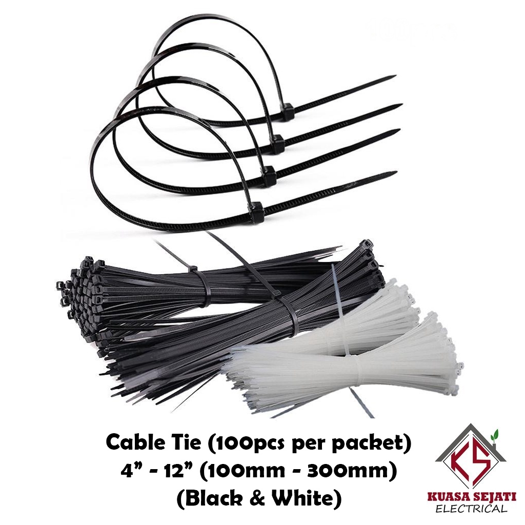 [100pcs] Cable Tie Pengikat Kabel Locking Zip 100mm 150mm 200mm 250mm ...