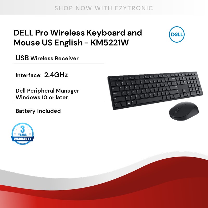 Dell Pro Wireless Keyboard And Mouse US English For Student Home ...