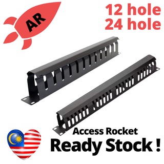 1U Cable Management Panel 12hole / 24hole for equipment server rack Come with cover/Bolt/Nut