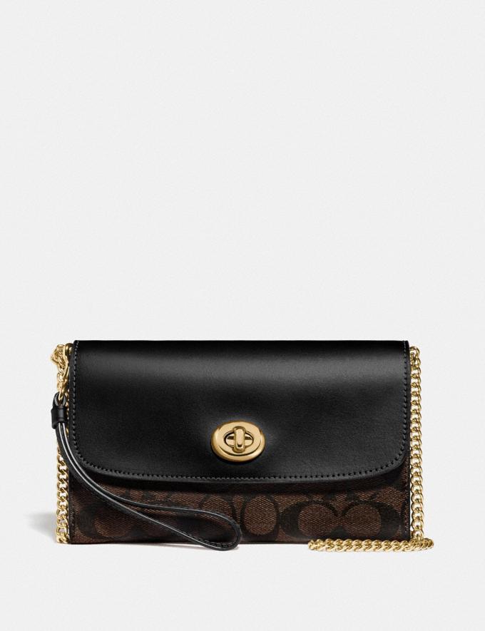 Coach Chain Crossbody In Signature Canvas Brown/Black/Gold | Shopee ...