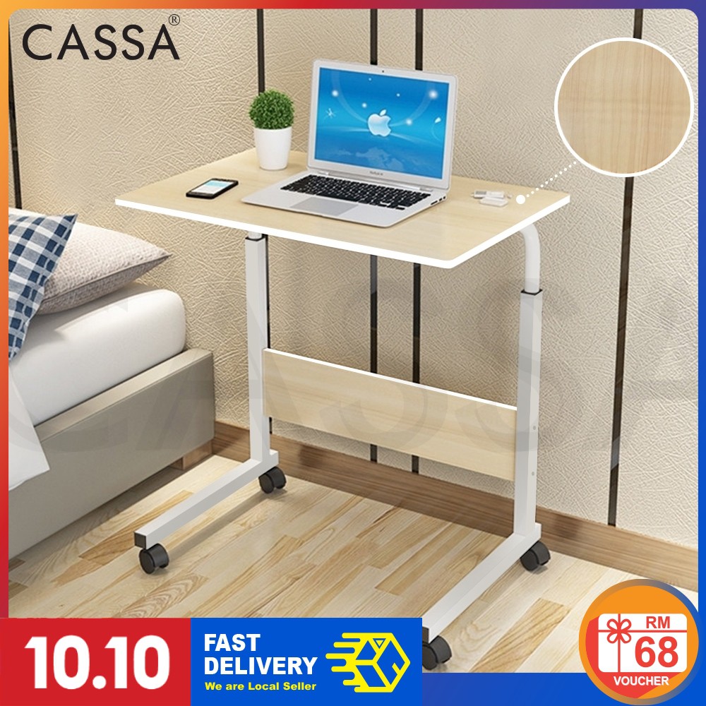 Cassa Sevil Mobile Height Adjustable Table 60cmx40cm With Wheels Laptop Computer Desk Only Maple White Wenge Black Shopee Malaysia