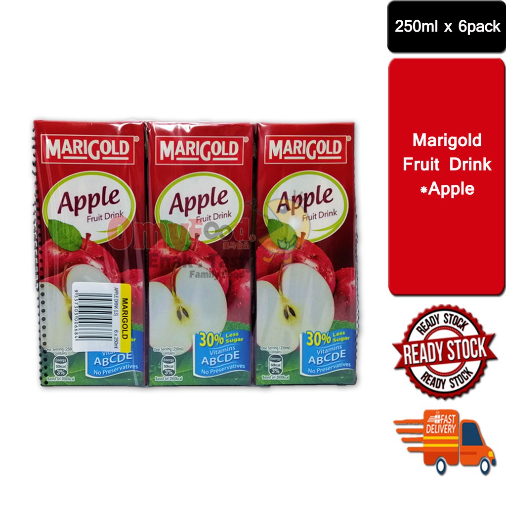 6packs/24packs x 250ml Marigold Fruit Drink [Apple / Mango / Grape / Orange] 6pcs/Carton