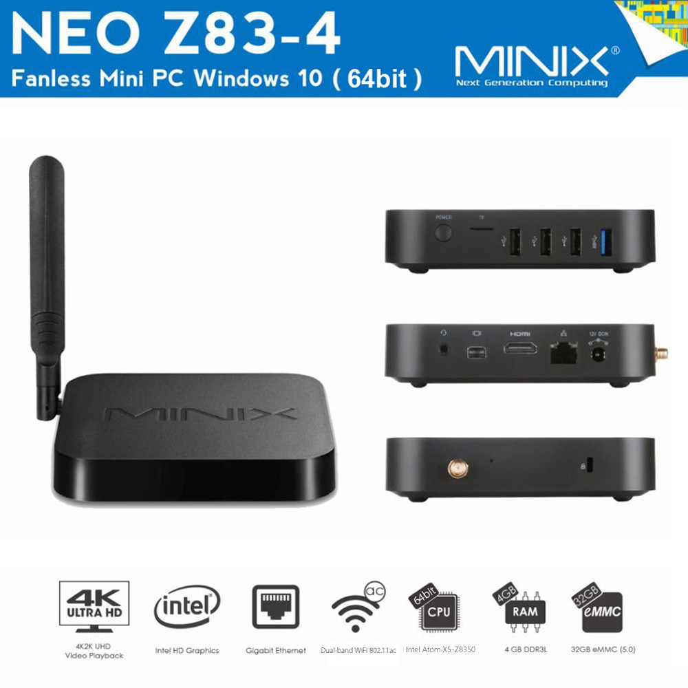 MINIX NEO Z83 - 4 Fanless Mini PC 64bit Windows 10 Intel Atom X5-Z8350  Dual-band | Shopee Malaysia