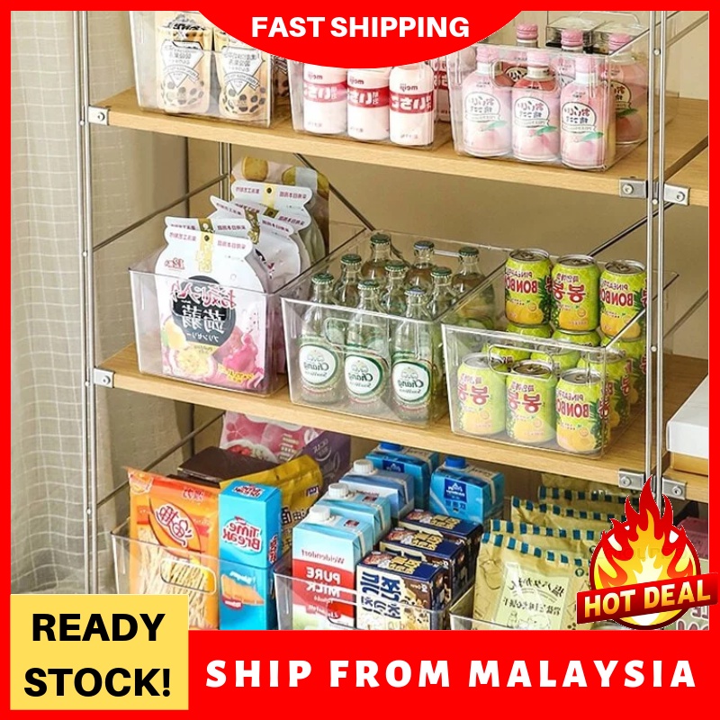 Plastic Refrigerator Organizer Bins Fridge Organizers Storage Clear Bin with Handle for Kitchen