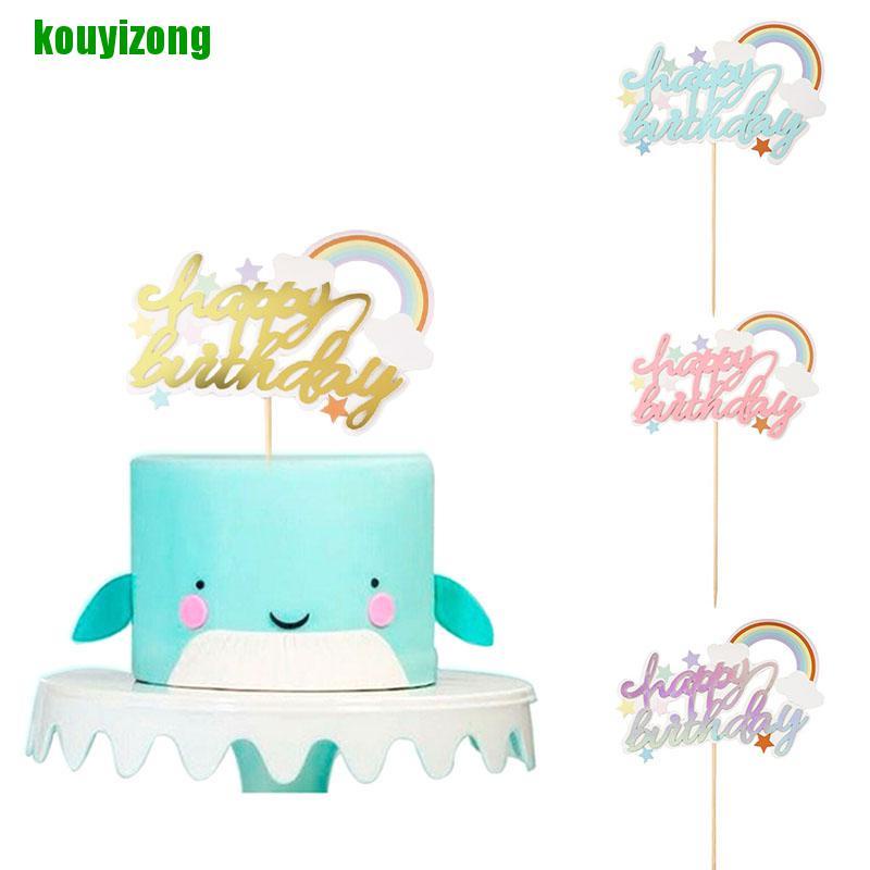 Birthday Cake Rainbow Color Card Dessert Decoration Plug-in Card Happy Birth Hw
