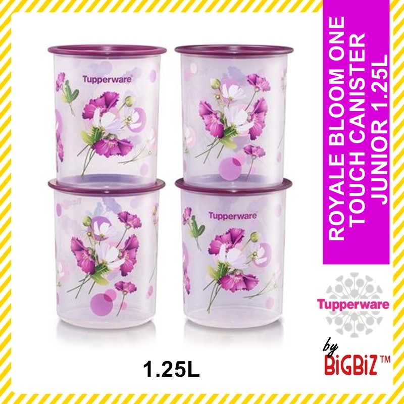 Original TUPPERWARE Royale Bloom One Touch Canister Junior (4) 1.25L [ Ready Stock ]