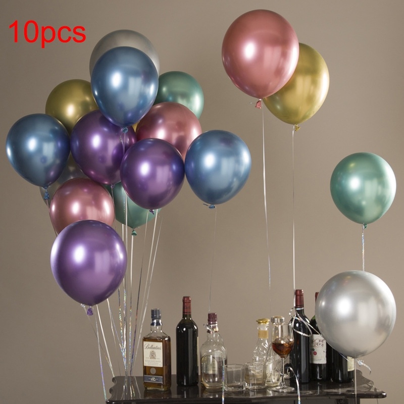 10pcs Metal Color Latex Thickening Pearl Balloon Wedding