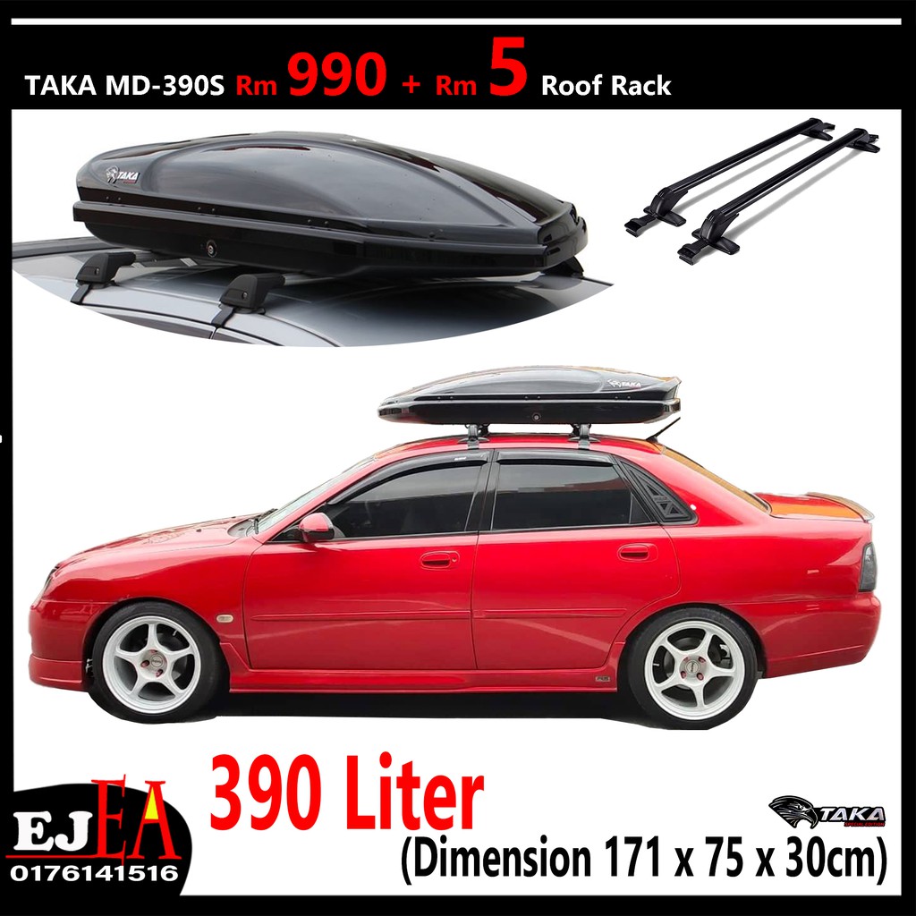 Taka Tk 390s Ultra Slim Glossy Roofbox With Roof Rack Shopee Malaysia