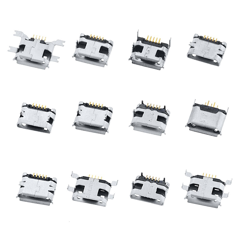 60pcs 5 Pin Smt Socket Connector Micro Usb Type B Female Placement 12 Models Smd Dip Socket 3754