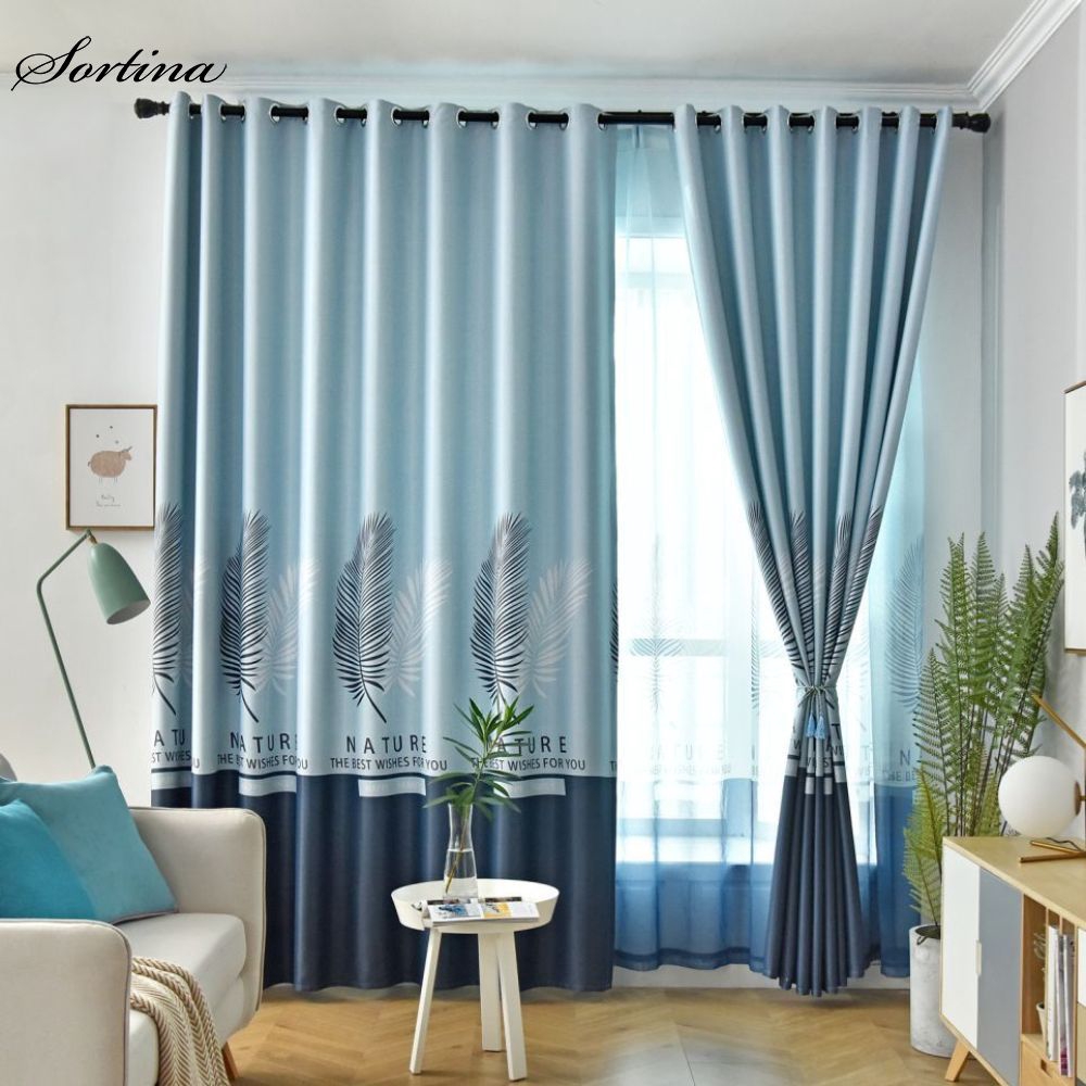 SORTINA Window Curtains Blackout Curtain For Living Room Blue Curtain Thick Leaf Curtain Sheer Curtain Shopee Malaysia