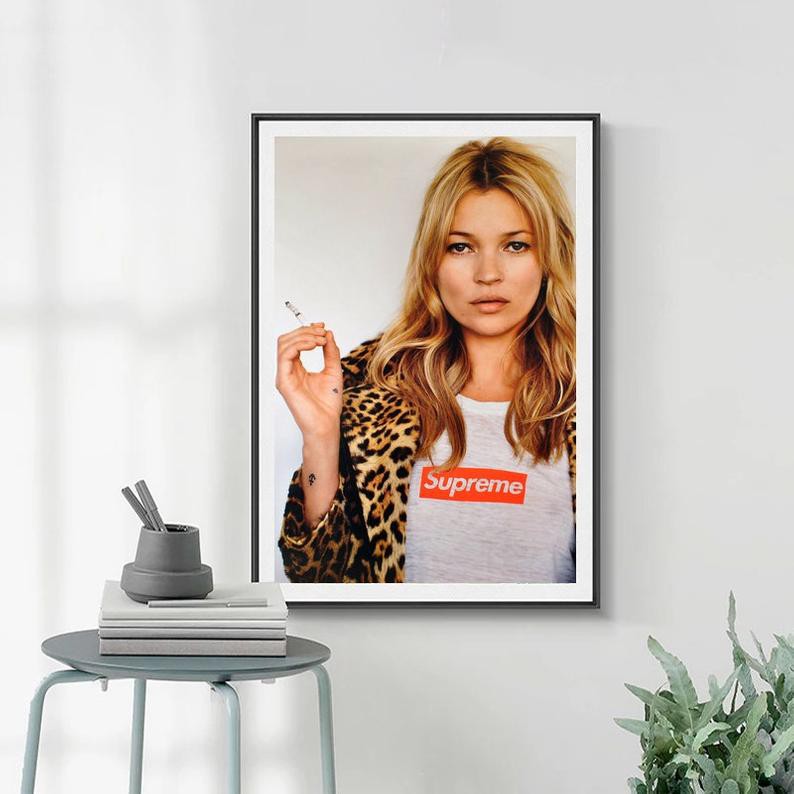 READY STOCKKate Moss Supreme Hypebeast Premium Poster Photography Potrait iconic Celebrity Fashion Wall Art Decoration