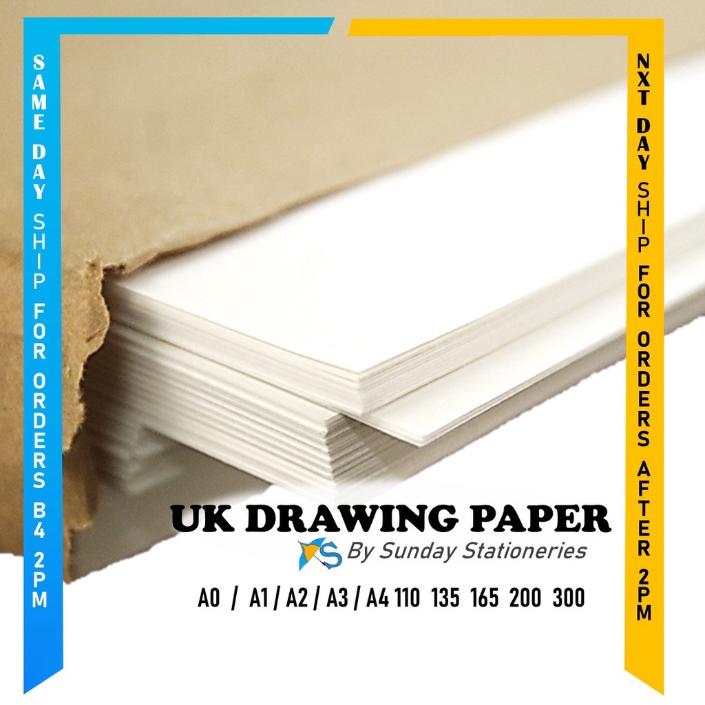 UK White Thick Drawing / Cartridge paper / A0/A1/A2/A3/A4 kertas