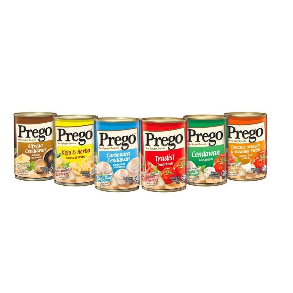 PREGO - Pasta Sauce (Carbonara Mushroom / Cheese & Herb / Mac & Cheese)  Spaghetti / Angel Hair / Macaroni / Spiral | Shopee Malaysia