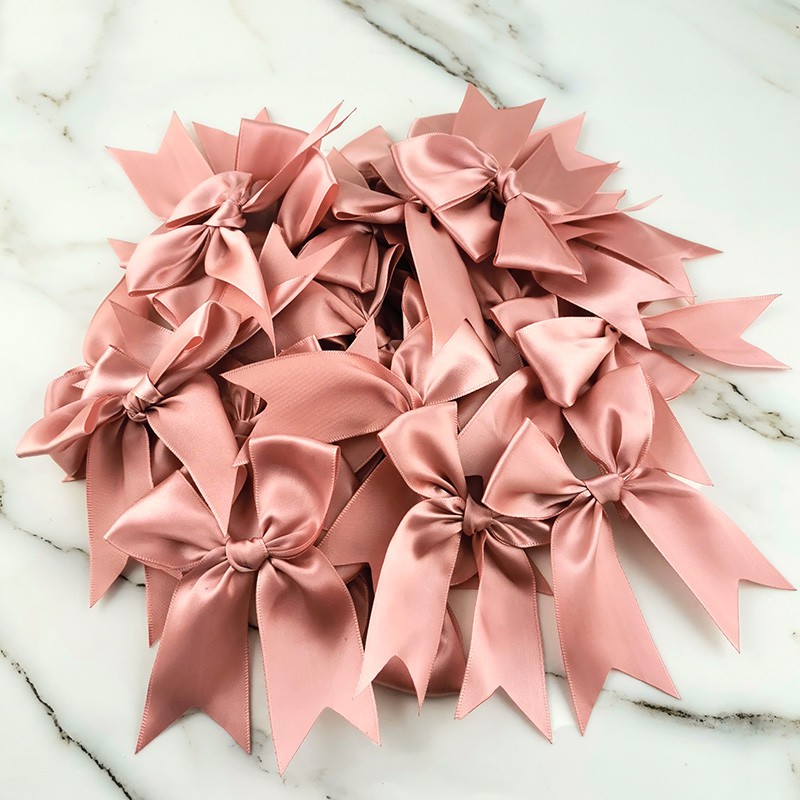 (30pcs) fresh pink ribbon bows Polyester Satin Bow Flower DIY Craft Decoration