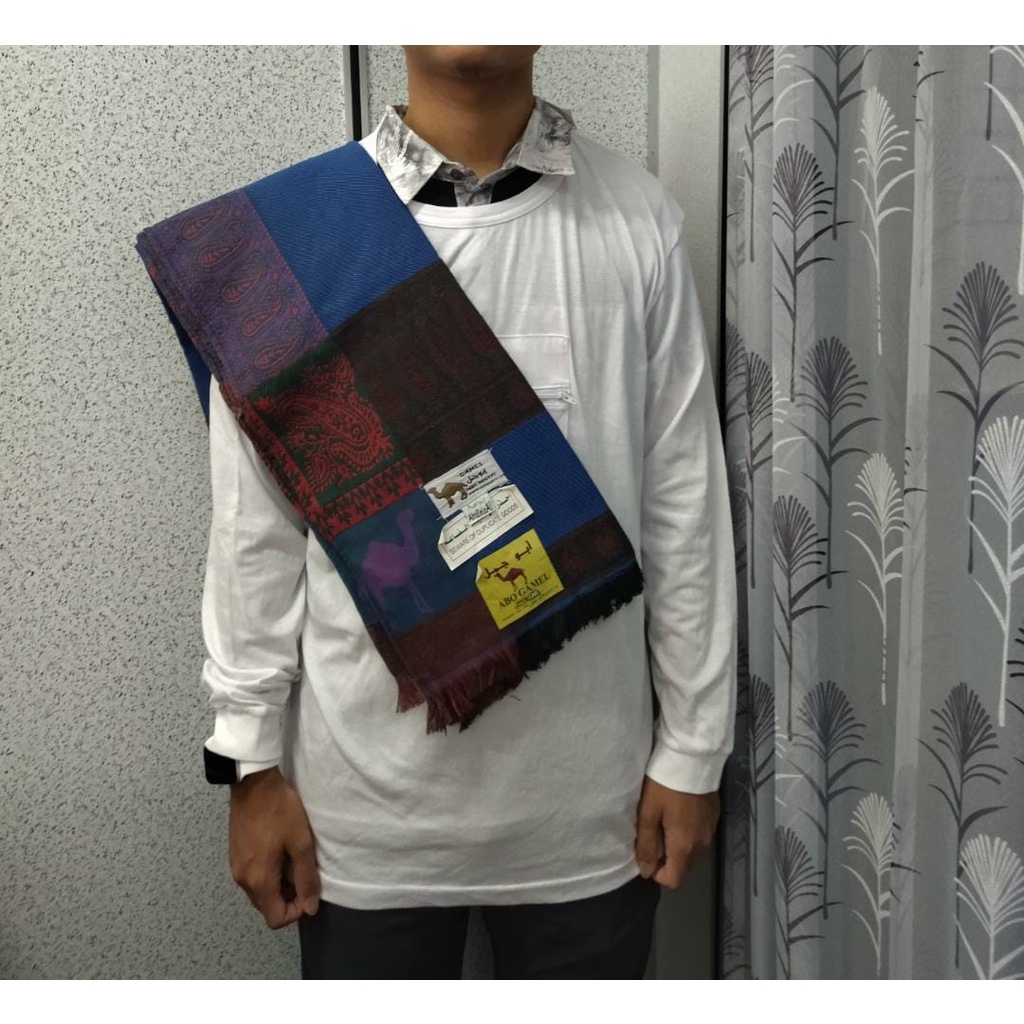 RIDAK MESIR CL06 BLUE - SELENDANG SUNNAH CAP UNTA RIDA EGYPT CAMEL SHAWL SCARVES HIGH QUALITY READY STOCK