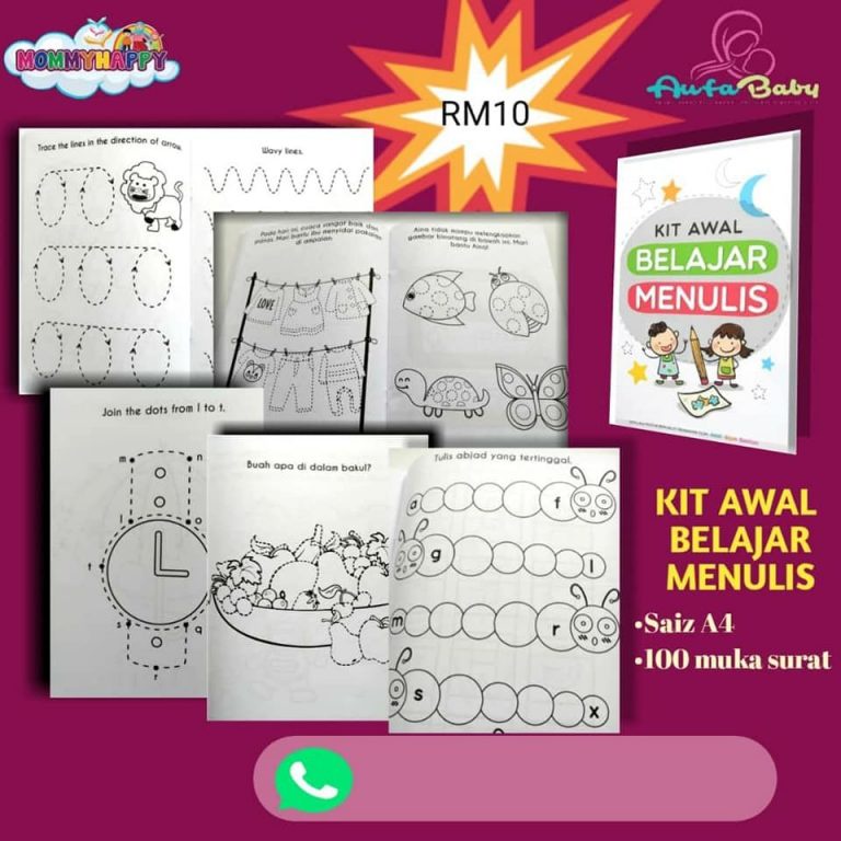 BUKU KIT AWAL BELAJAR MENULIS (A4 size) - Latihan Awal Anak Menulis ...