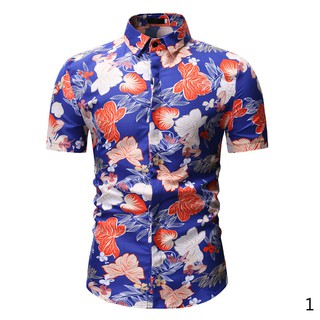  Baju Hawaii  Lelaki Summer Hawaiian  Shirt Pendek Lengan 