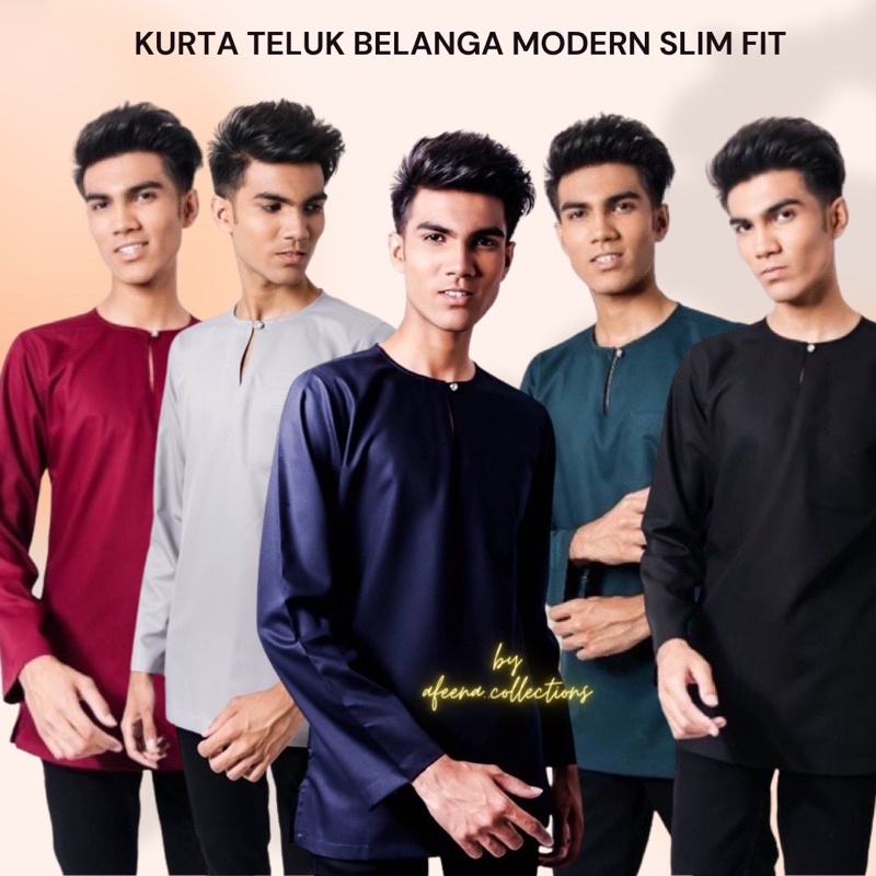 Kurta teluk belanga slim fit baju melayu johor baju kurta lelaki dewasa