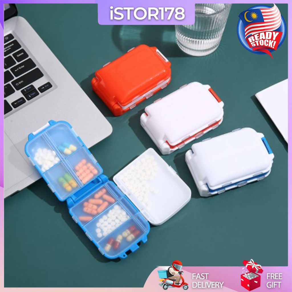 4 SLOTS PORTABLE SMALL MEDICINE PILL BOX/ PILL STORAGE/ TABLET CASE/ TABLET DISPENSER 携带式四格小药盒 ISTOR178