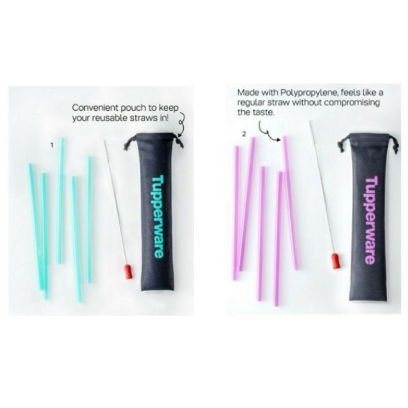 🔥New in stock🔥Tupperware Go Eco Straw & Brush Set With Pouch (Purple or Green)