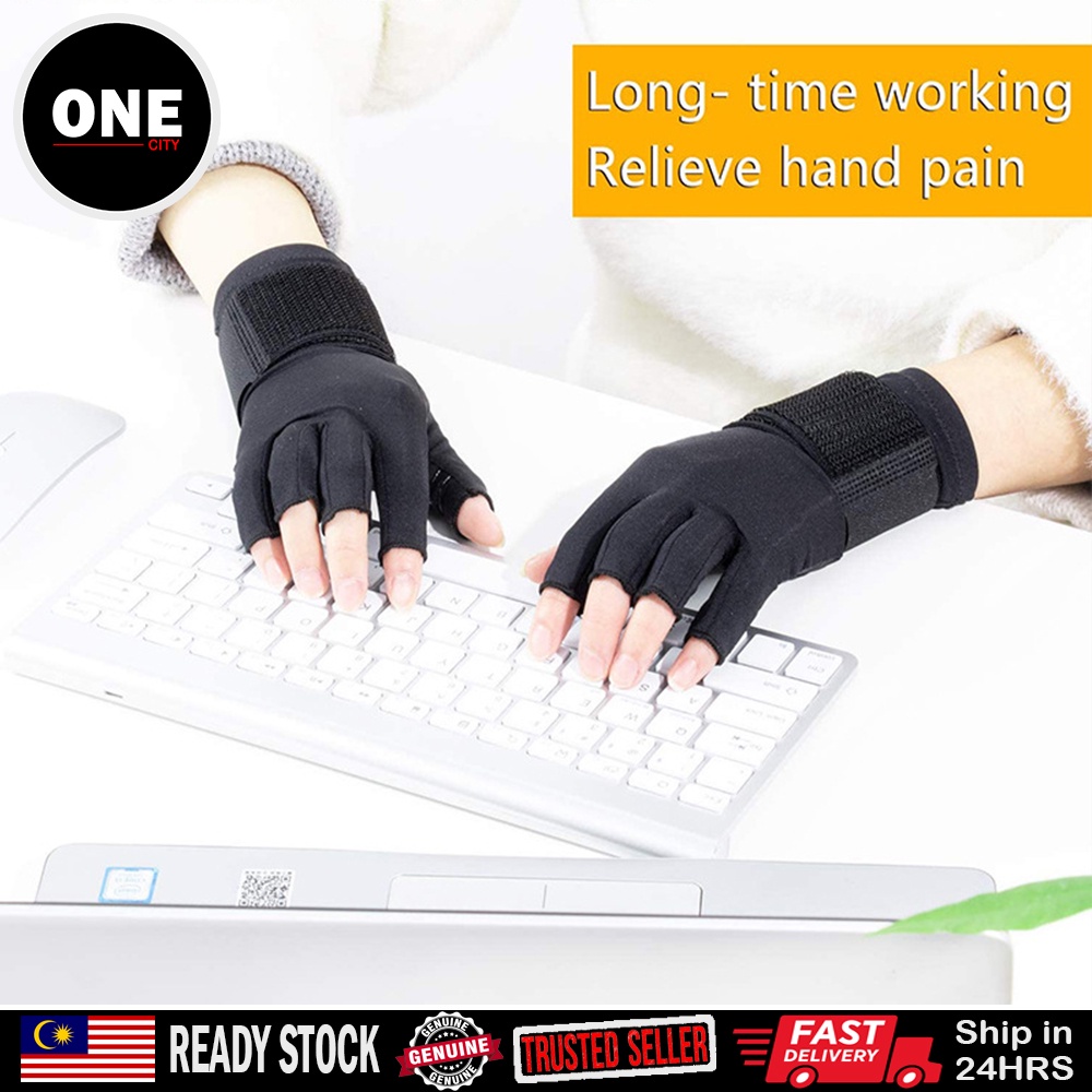 Copper Fiber Therapy Compression Gloves Hand Arthritis Joint Pain Relief Therapy Gloves with Straps