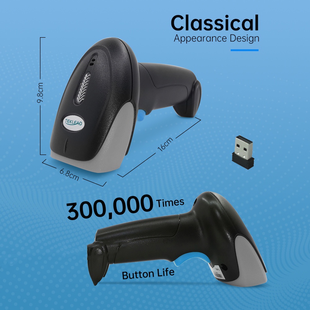 Bluetooth 2.4G wireless 1D&2D scan code High-speed wireless QR barcode reader with stand 1D 2D CMOS barcode scanner