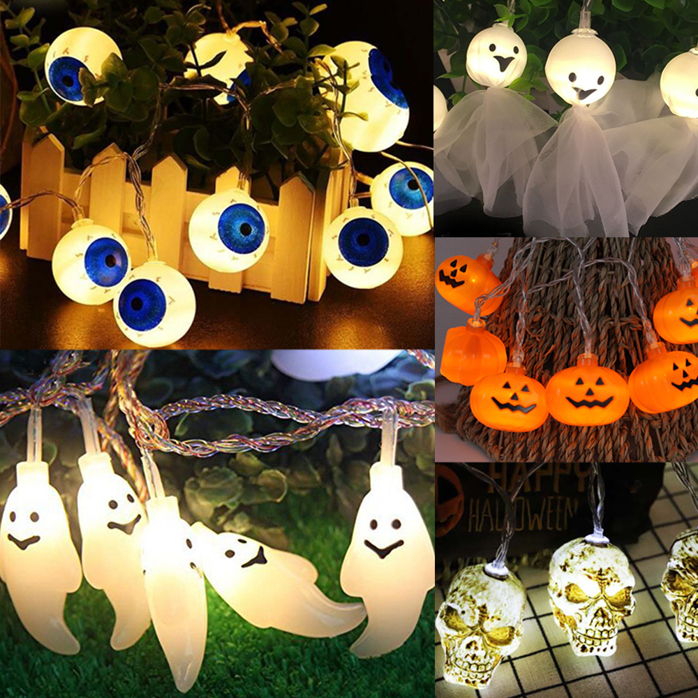 1.5M LED Lantern Halloween Creative Manual DIY Skull Pumpkin Light String Battery Ins Style Decorative Lantern String Light