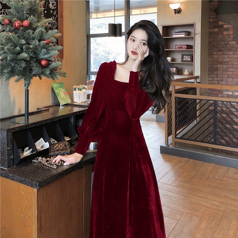 mid calf red dress