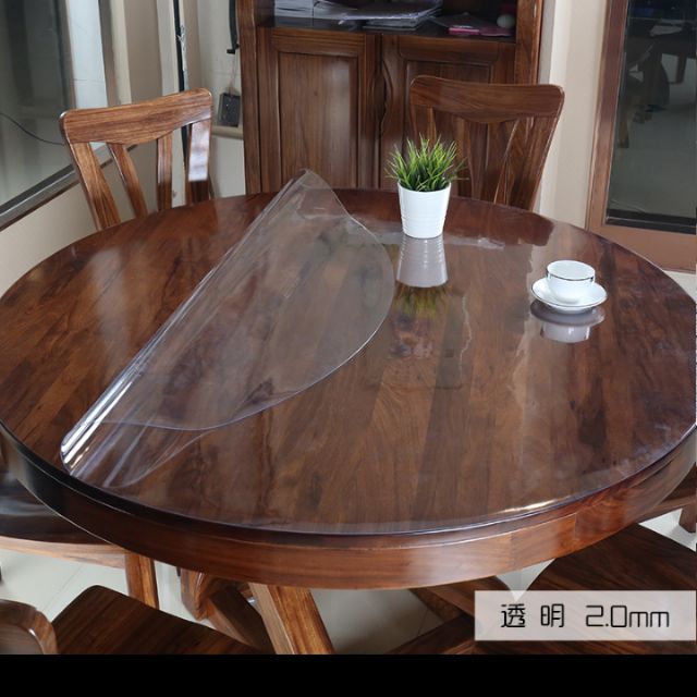 Pelapik alas meja bulat plastik PVC round table cloth PVC 
