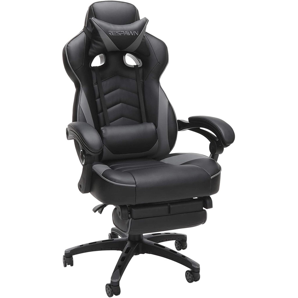 Respawn 110 Racing Style Gaming Chair Reclining Ergonomic Leather Chair With Footrest In Gray Shopee Malaysia