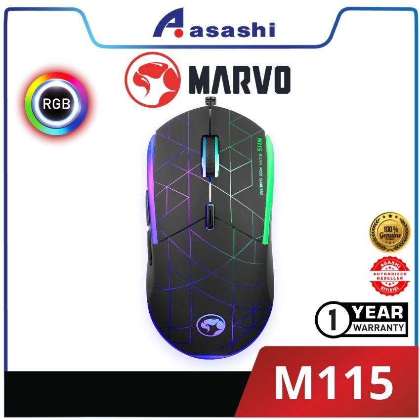 Marvo M115 4000DPI Wired Gaming Mouse7 Color BackLights Shopee Malaysia