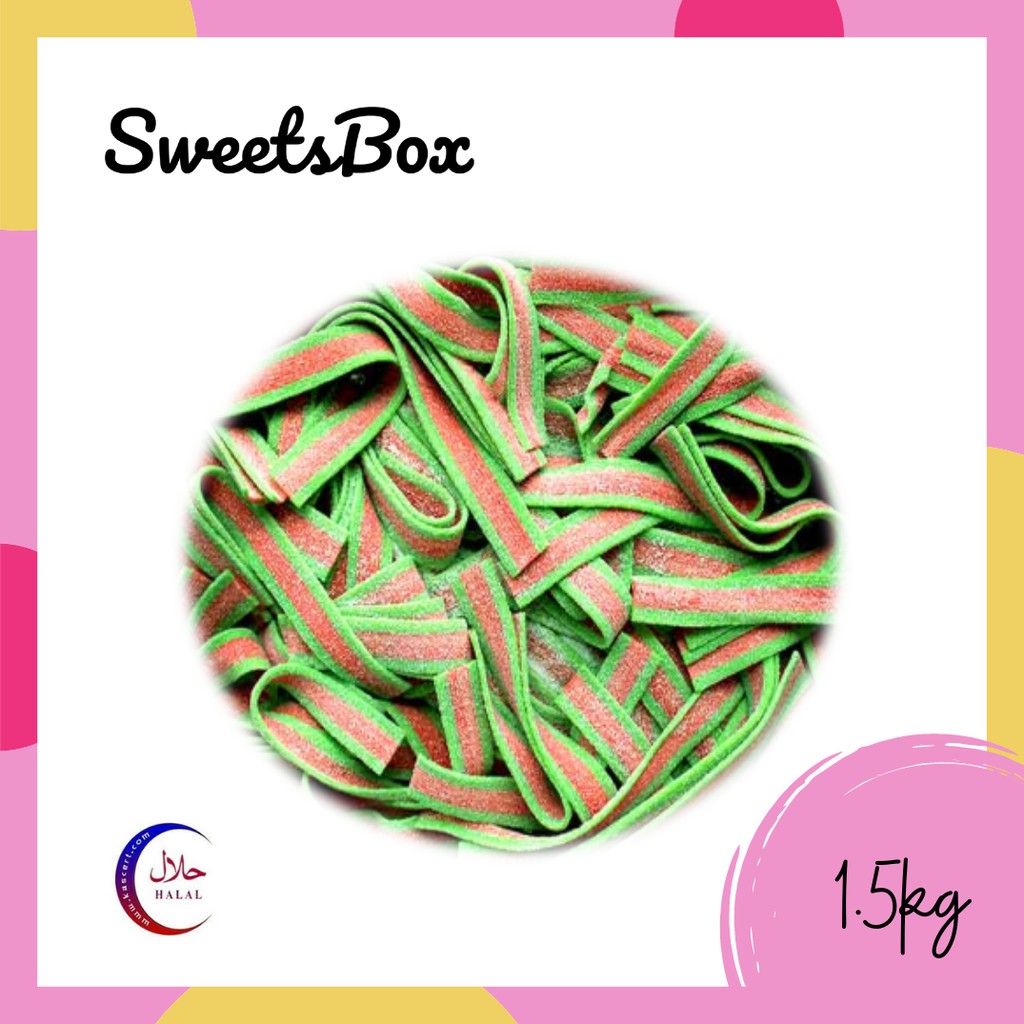 Sweetsbox Bebeto Watermelon Sour Belt Halal Gummy Candy 1.5kg
