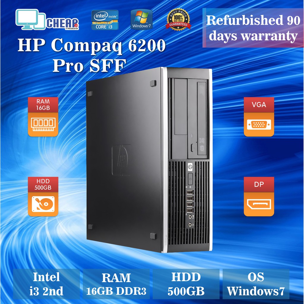 2nd gen i3 16GB RAM 500GB HDD HP Compaq 8200 SFF desktop PC refurbished computer CPU 90 days