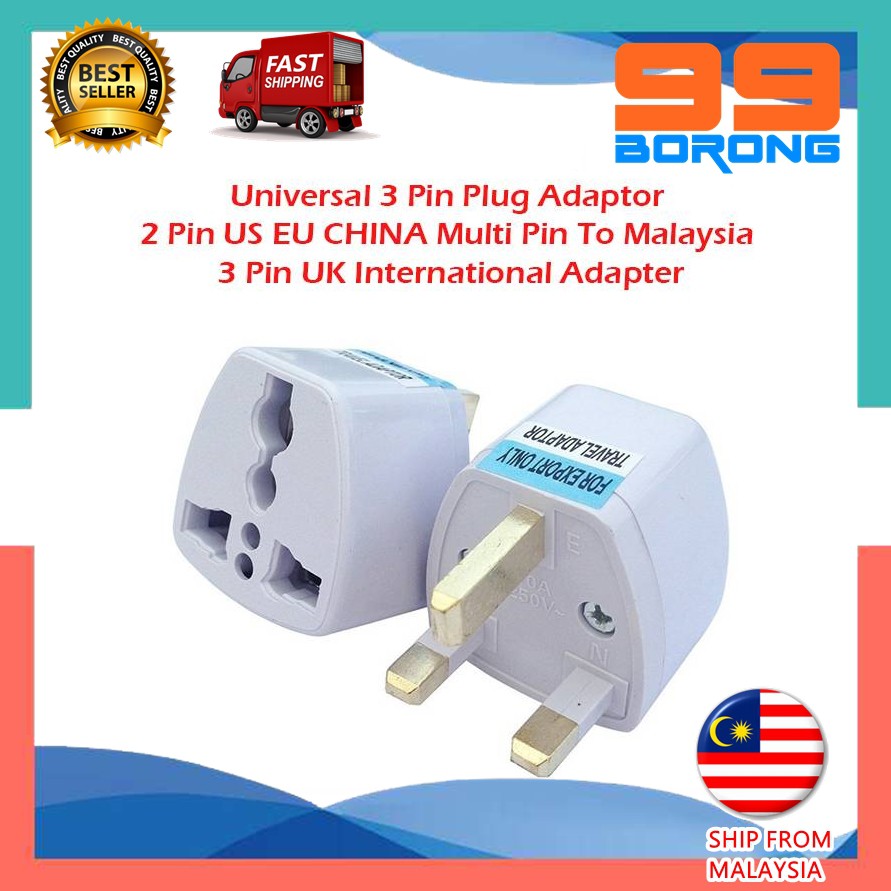 Universal 3 Pin Plug Adaptor 2 Pin US EU CHINA Multi Pin To Malaysia 3