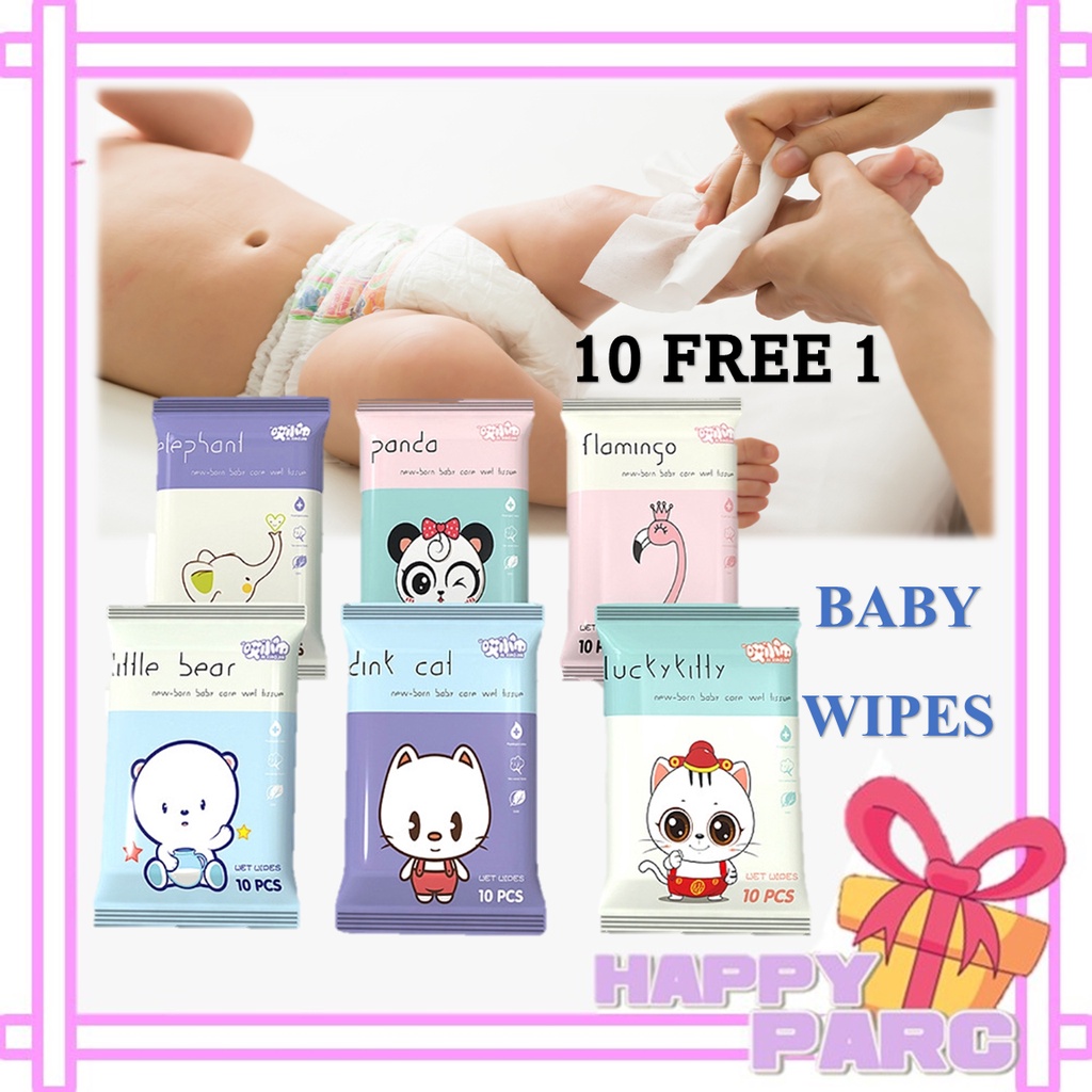 Mini Soft Wet Tissue 10 free 1 Wipes Cute Design Baby Wet Wipes