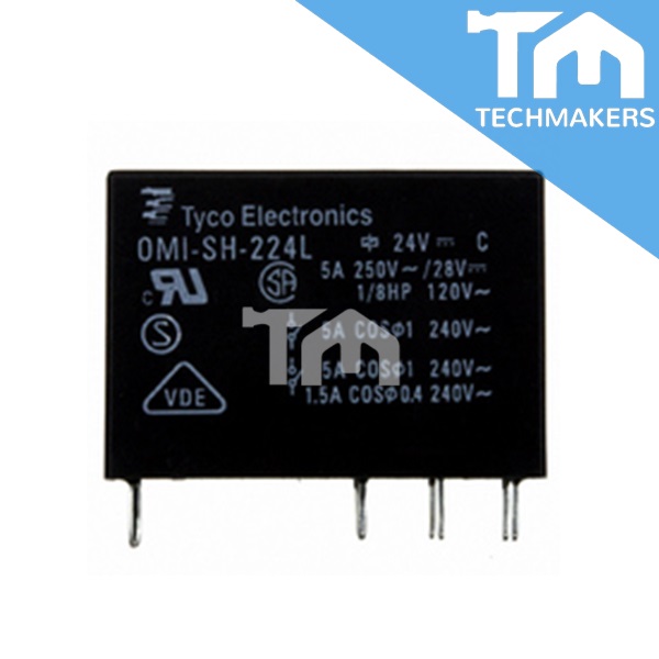 OMISS224L 24VDC 5A 8 feet 24V relay with Relay Base PCB, Relay Socket
