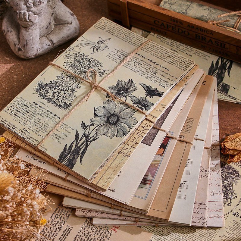 Journamm 30pcs/pack Vintage Newspaper Style Materials Paper Lightweight DIY Scrapbooking Collage Junk Journal Decor